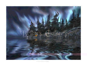 Digital Fine Art Painting Campfire under the Northern Lights